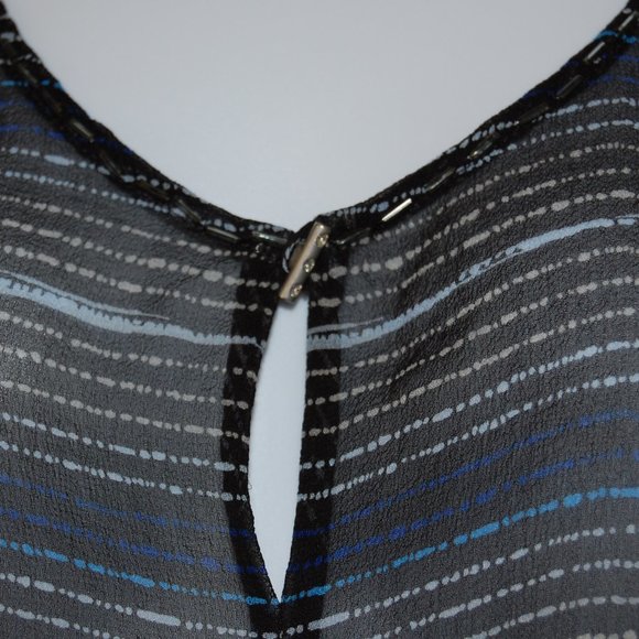 Armani Exchange Sheer Silk Black Striped Blouse M - Picture 4 of 8